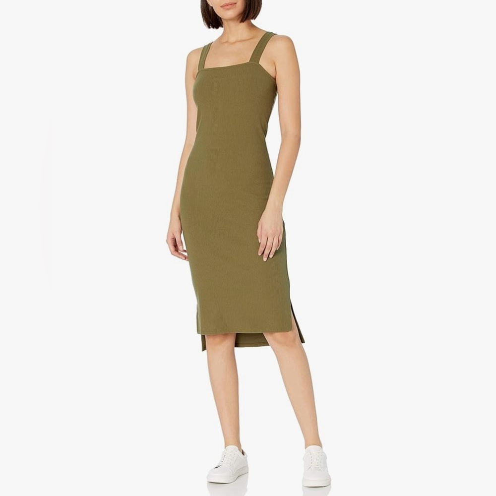 The Drop Women's Amelia Square-Neck Strappy Bodycon Midi Tank Dress